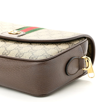 Gucci GG Supreme Monogram Textured Dollar Calfskin Web Studded Mini Ophidia Flap Shoulder Bag Beige Ebony New Acero 11 of 12