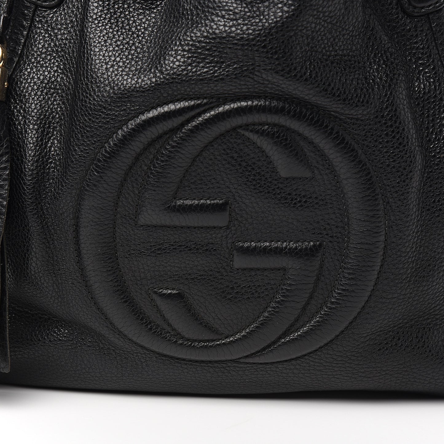 Pebbled Calfskin Medium Soho Shoulder Bag Black