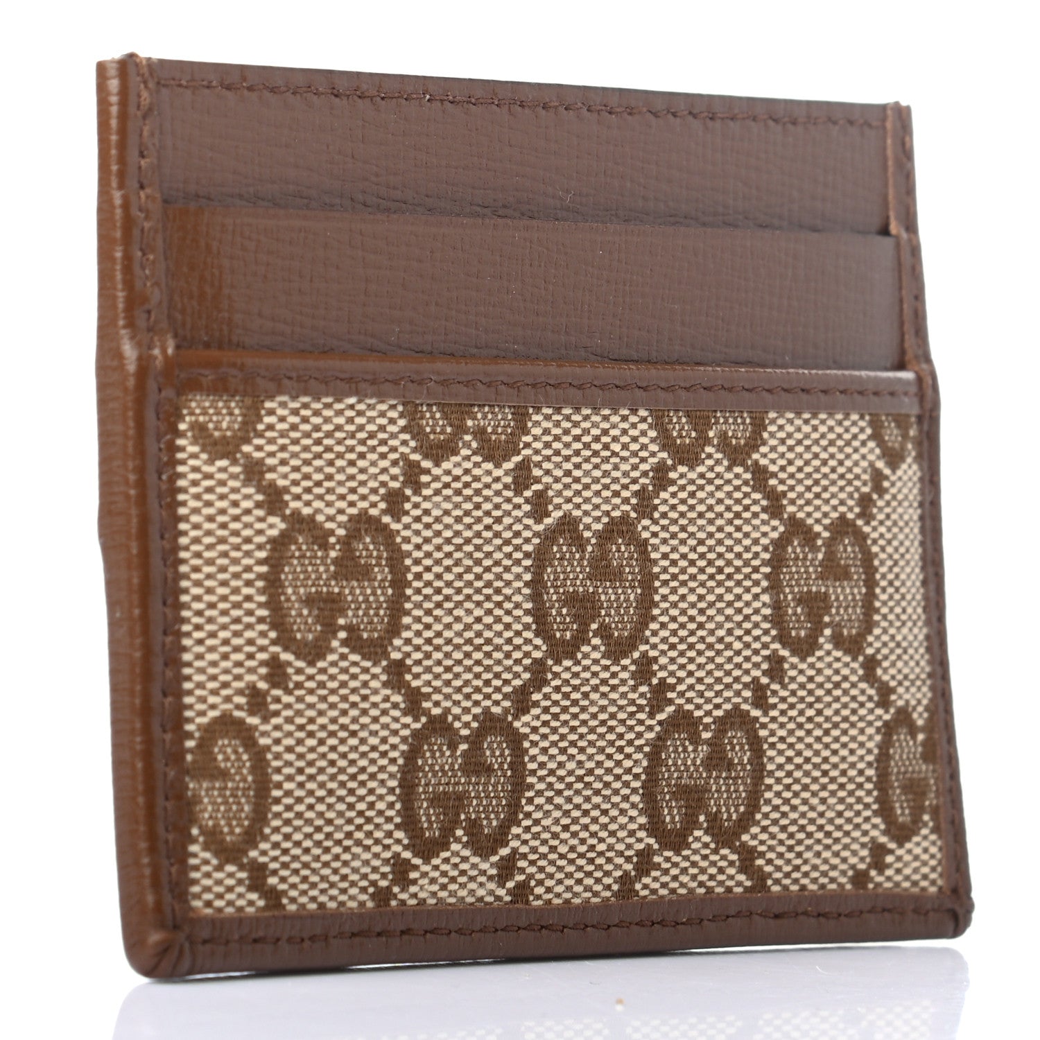 Balenciaga X GUCCI GG Monogram Azalea Calfskin Neo Classic Card Holder Beige Ebony Brown Sugar 3 of 7