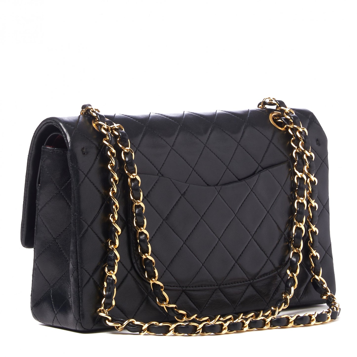 Lambskin Quilted Medium Double Flap Black