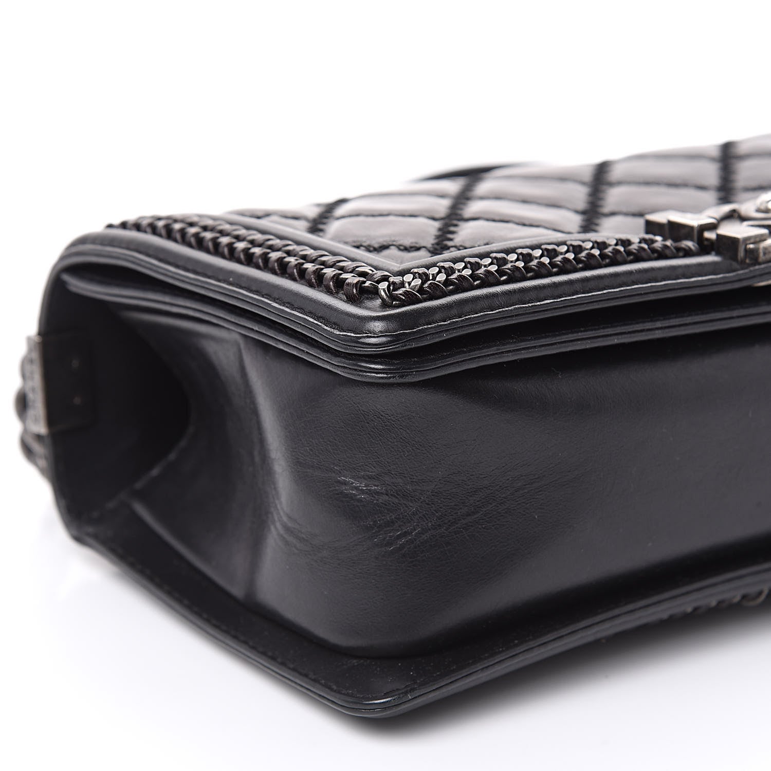 Chanel Calfskin Quilted Medium Boy Top Handle Flap Black 8 of 12