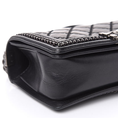 Chanel Calfskin Quilted Medium Boy Top Handle Flap Black 8 of 12