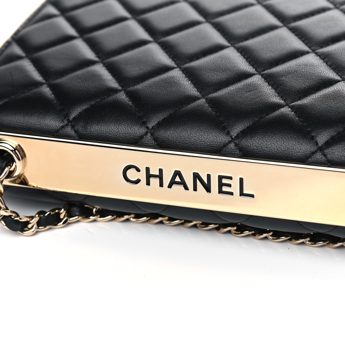 Lambskin Quilted Trendy CC Wallet On Chain WOC Black