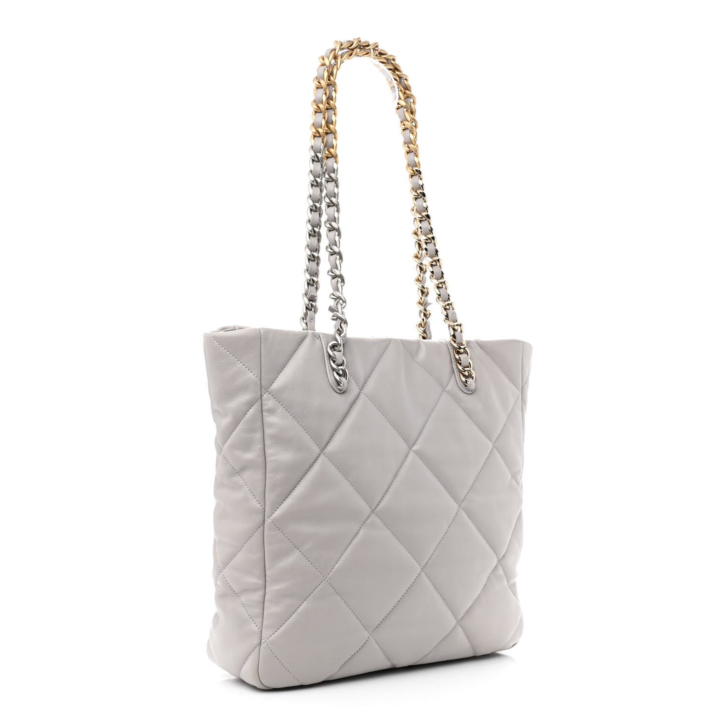Lambskin Quilted Chanel 19 Shopping Bag Grey