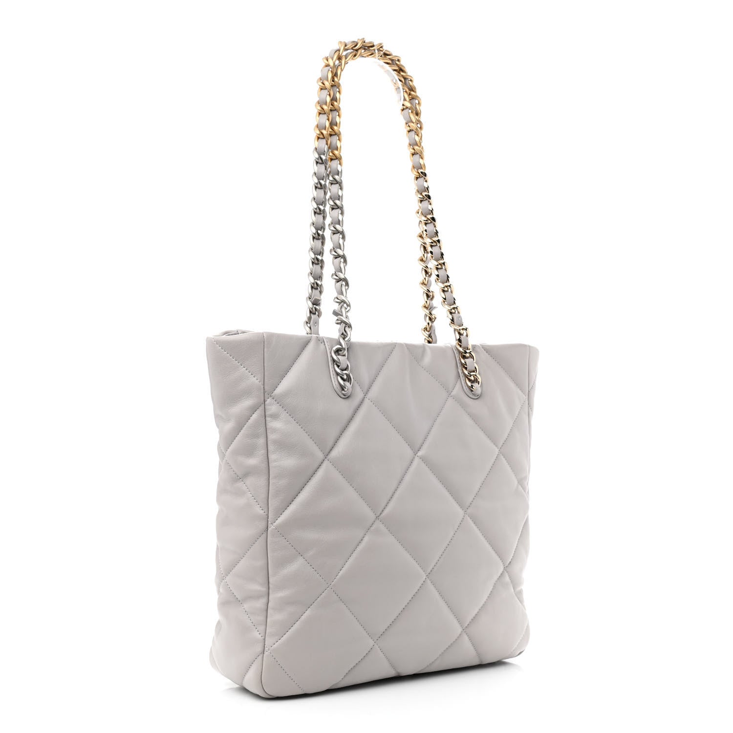Chanel Lambskin Quilted Chanel 19 Shopping Bag Grey 3 of 12