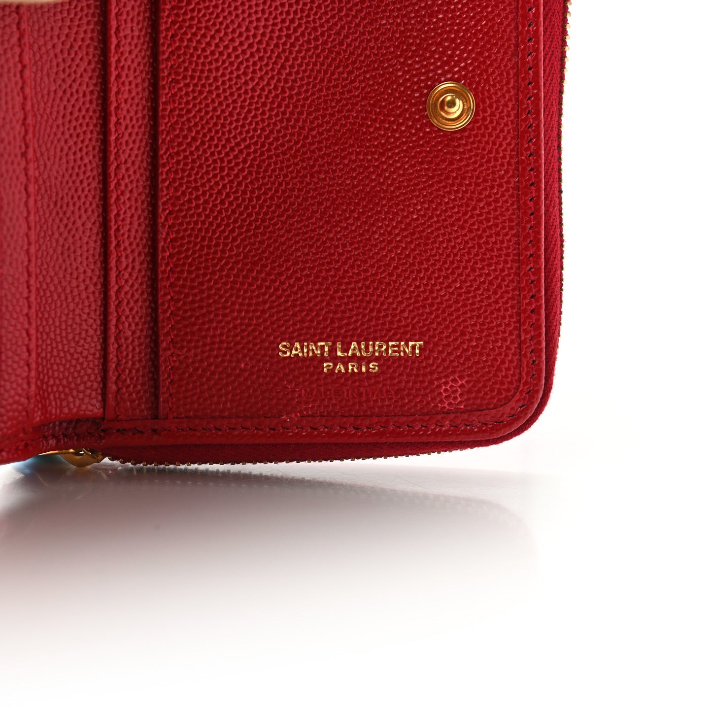 Grain De Poudre Matelasse Chevron Monogram Compact Zip Around Wallet Red