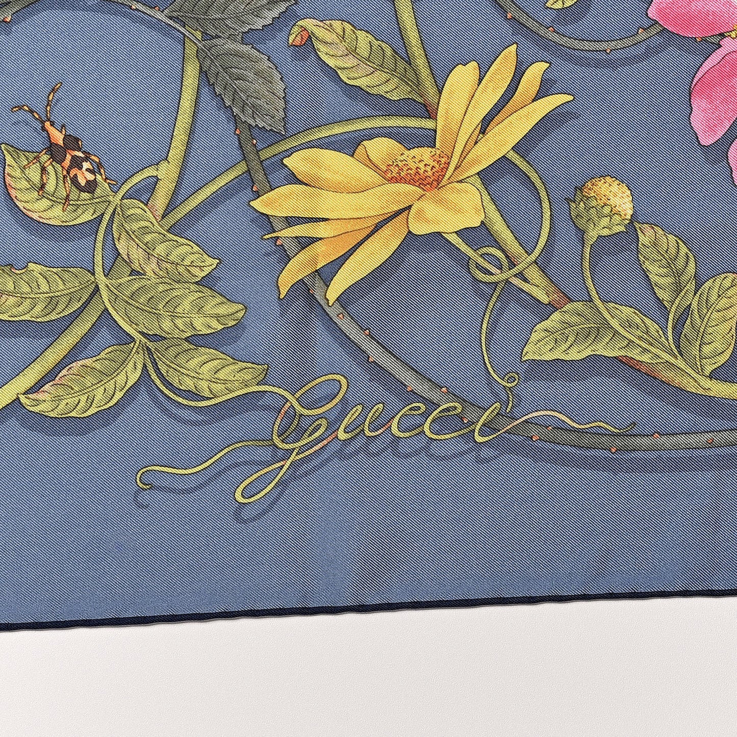 Silk Twill Flowerwebby Square Scarf Sky Blue