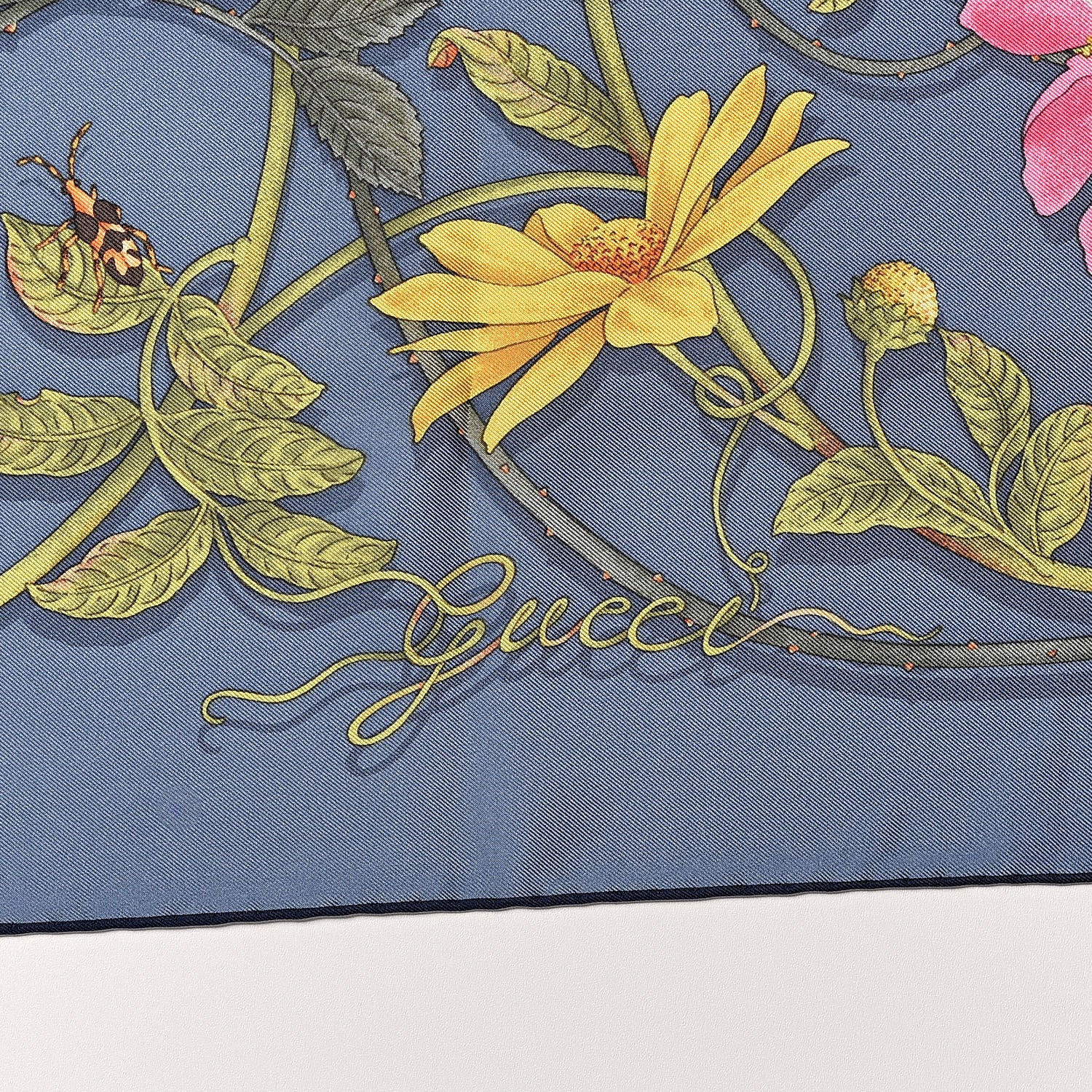 Gucci Silk Twill Flowerwebby Square Scarf Sky Blue 3 of 5