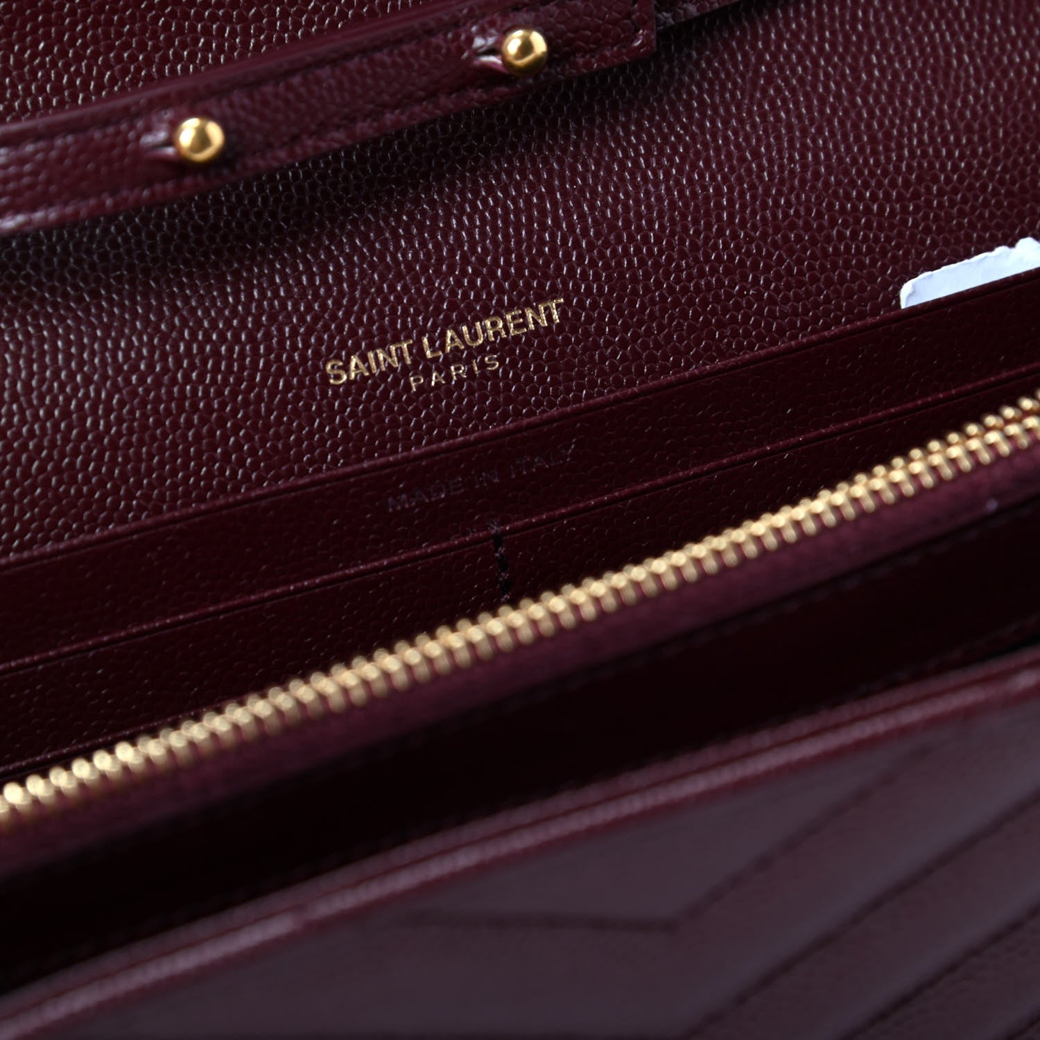 Saint Laurent Grain De Poudre Matelasse Chevron Monogram Chain Wallet Rouge Legion 8 of 9