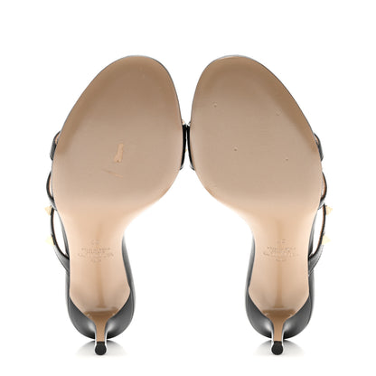 Valentino Garavani Calfskin Nappa Rockstud 60mm Slide Sandals 37 Black 5 of 10