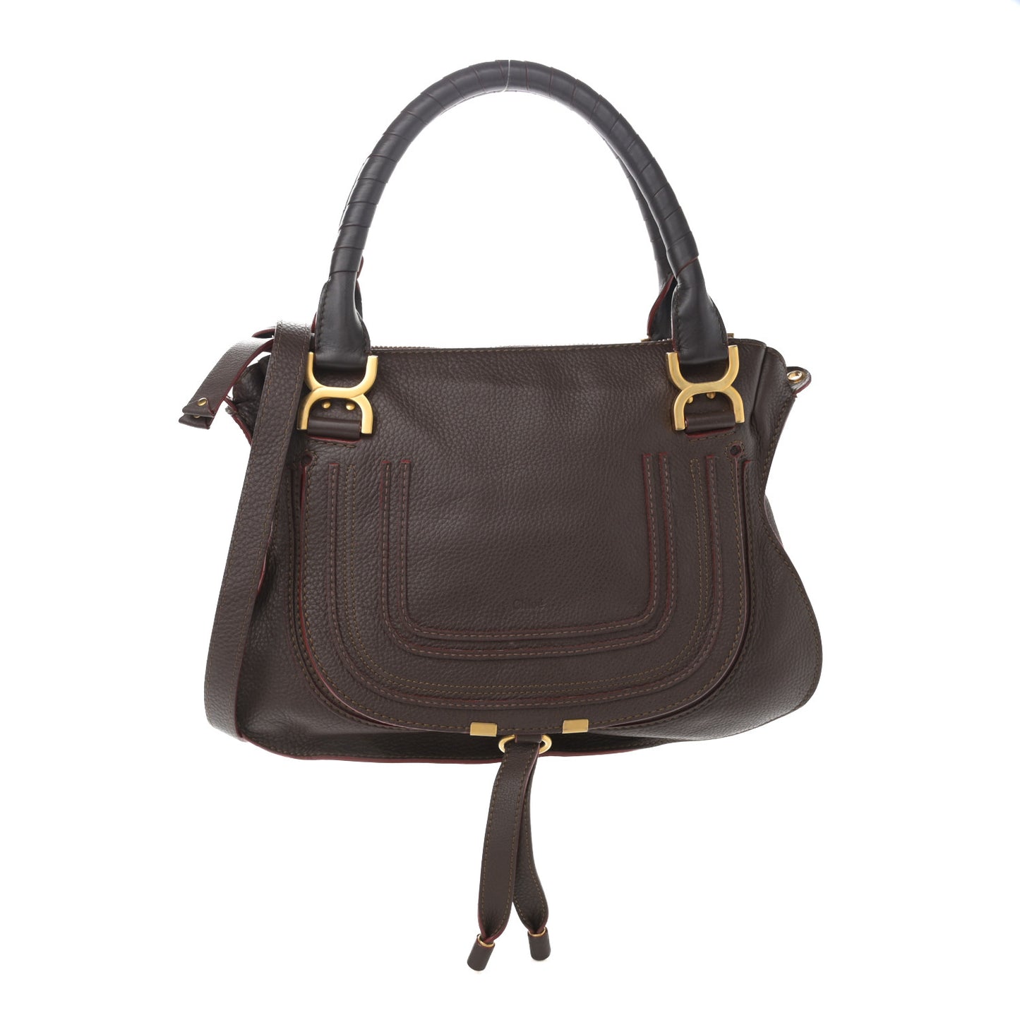 Calfskin Medium Marcie Satchel Truffle