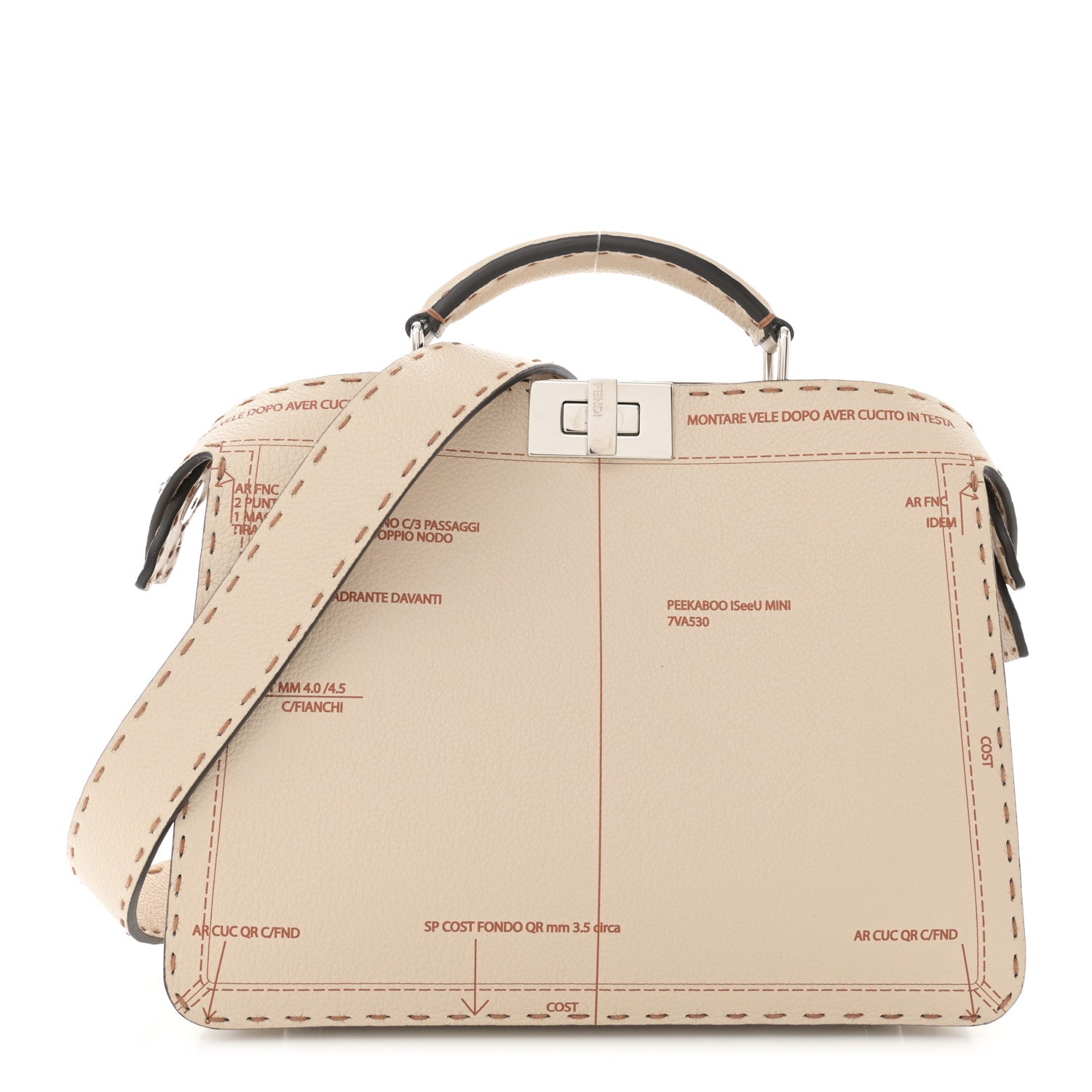 Fendi Cuoio Romano Selleria Small Peekaboo I SEE U Satchel Latte 1 of 12