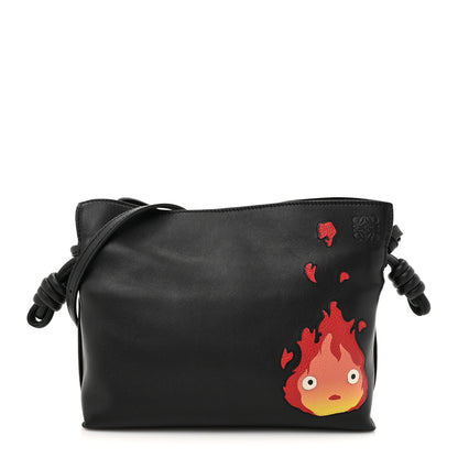 Loewe X HOWLS MOVING CASTLE Satin Calfskin Flamenco Knot Clutch Black 1 of 9