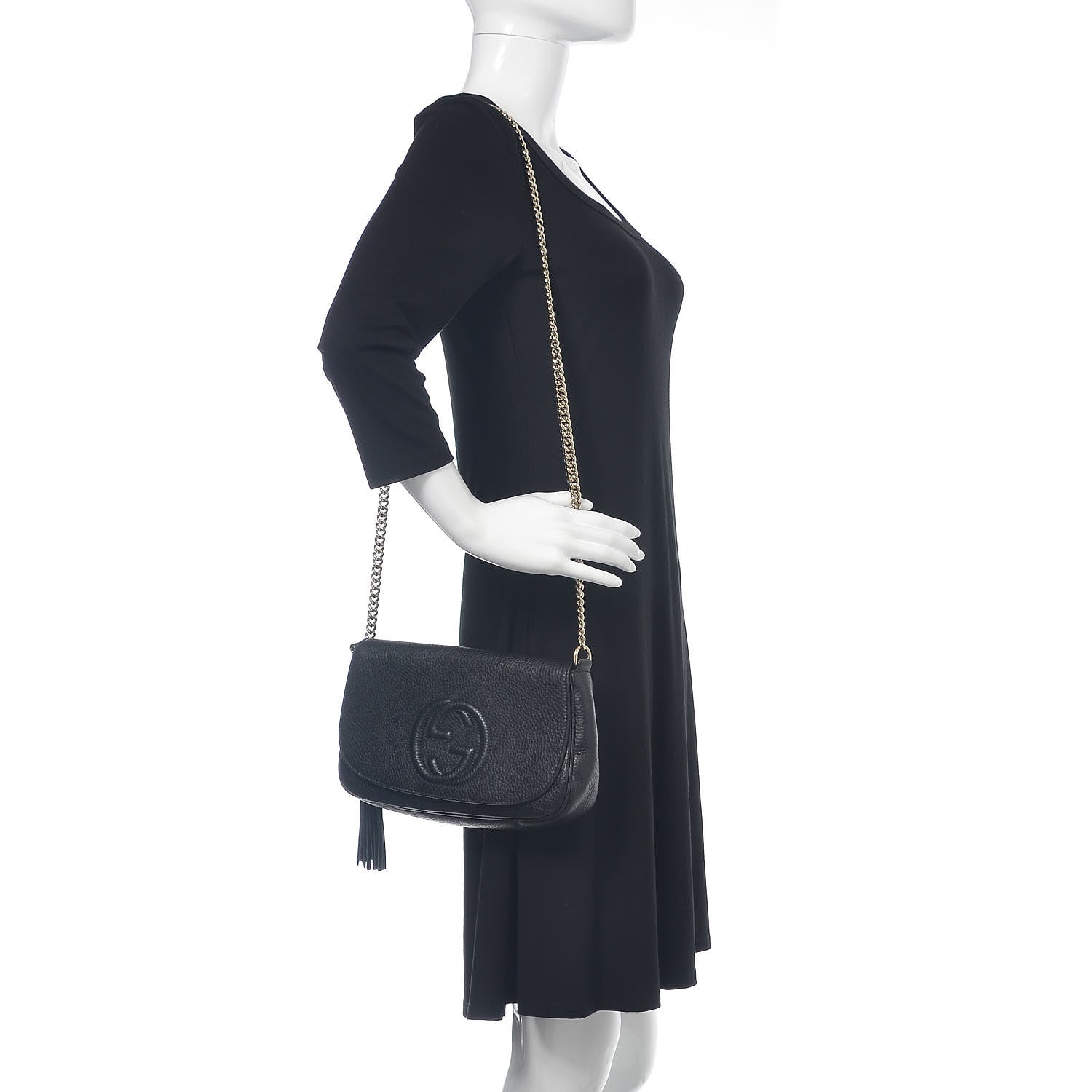 Gucci Pebbled Calfskin Medium Soho Flap Crossbody Black 2 of 10