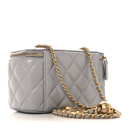 Chanel Lambskin Quilted Small Pearl Crush Vanity Case With Chain Grey 3 of 11