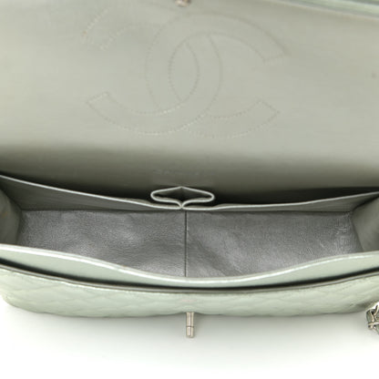 Chanel Metallic Lambskin Quilted Maxi Double Flap Green 8 of 14