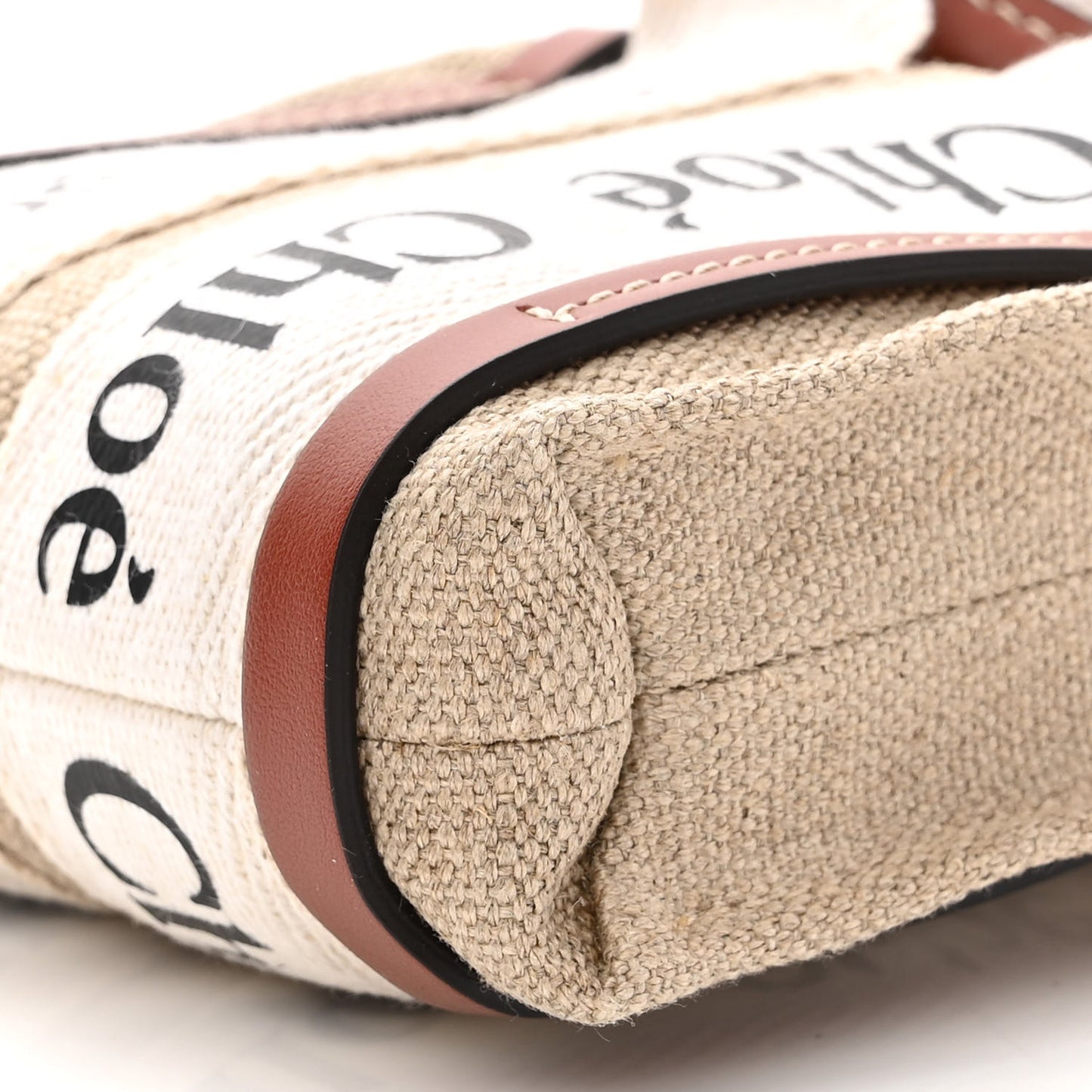 Cotton Calfskin Nano Woody Ribbon Tote White Brown