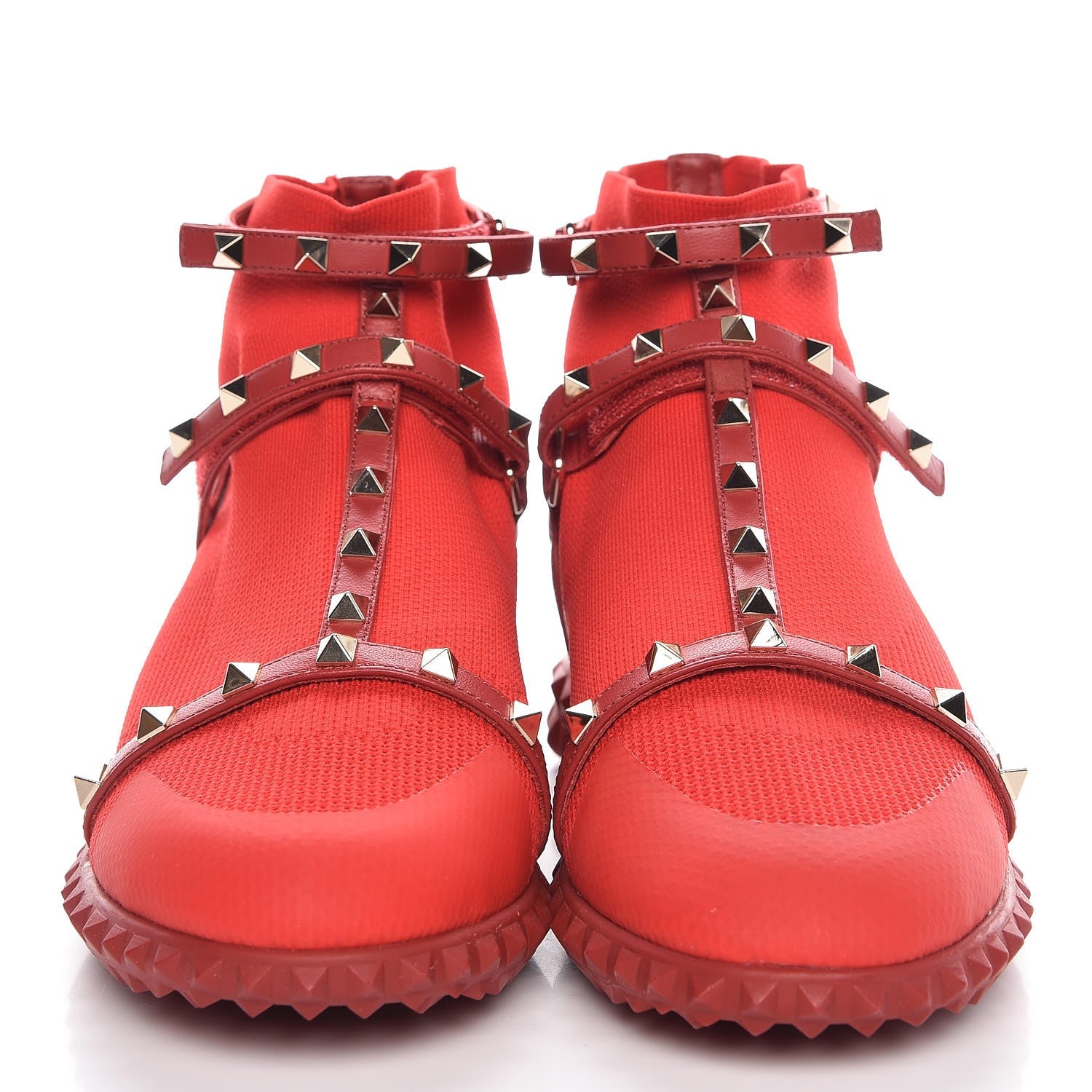 Valentino Garavani Body Tech Knit Rockstud Sock High Top Sneakers 40 Rosso 2 of 10