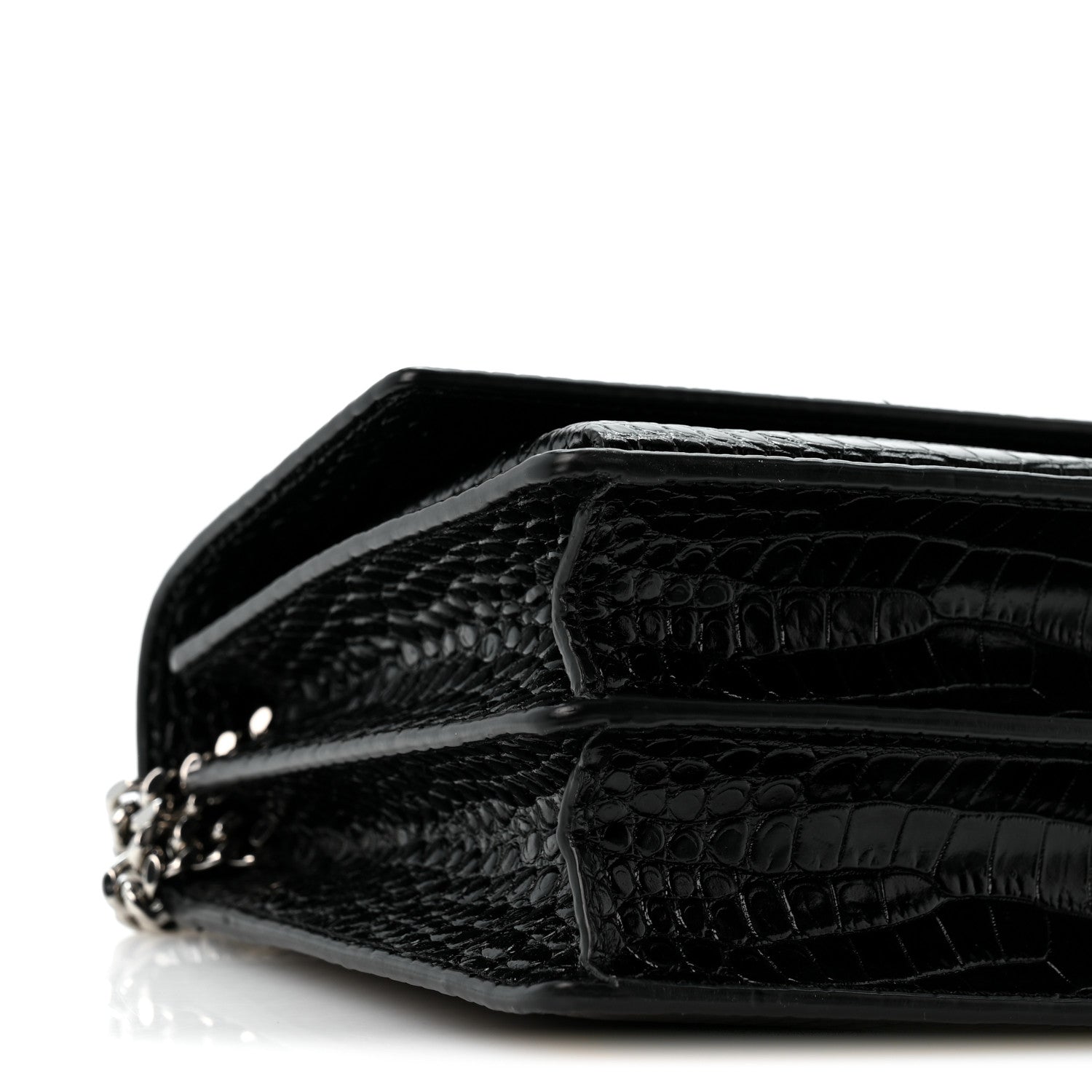 Saint Laurent Calfskin Crocodile Embossed Medium Monogram Sunset Black 9 of 13