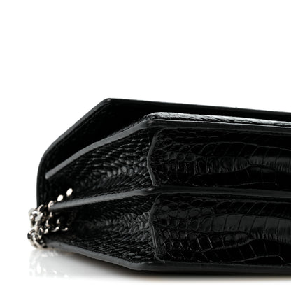 Saint Laurent Calfskin Crocodile Embossed Medium Monogram Sunset Black 9 of 13