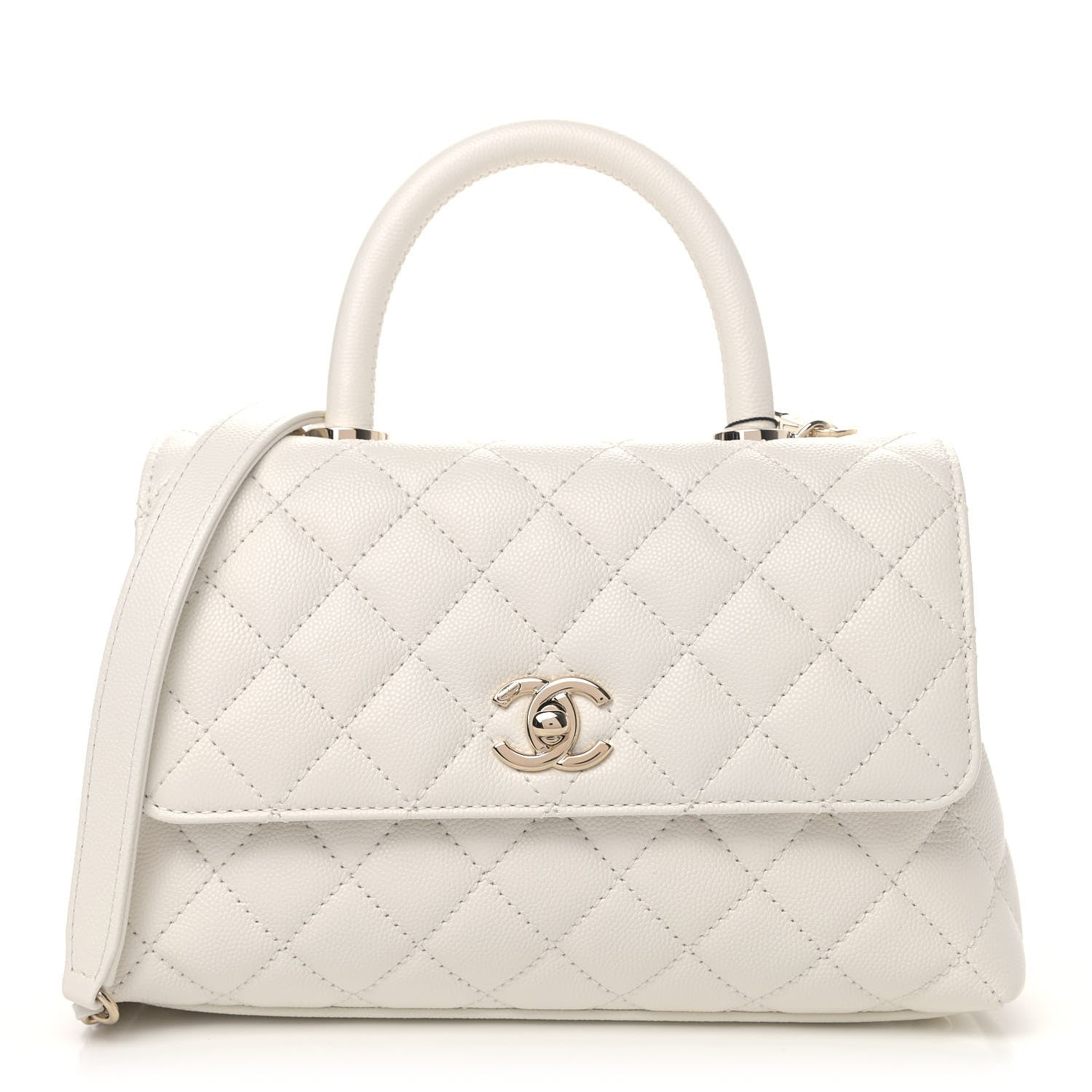 Chanel Caviar Quilted Mini Coco Handle Flap White 1 of 4