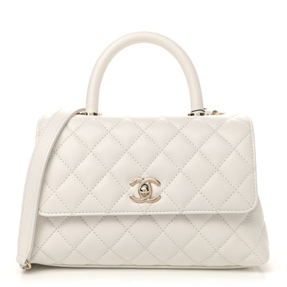 Chanel Caviar Quilted Mini Coco Handle Flap White 1 of 4