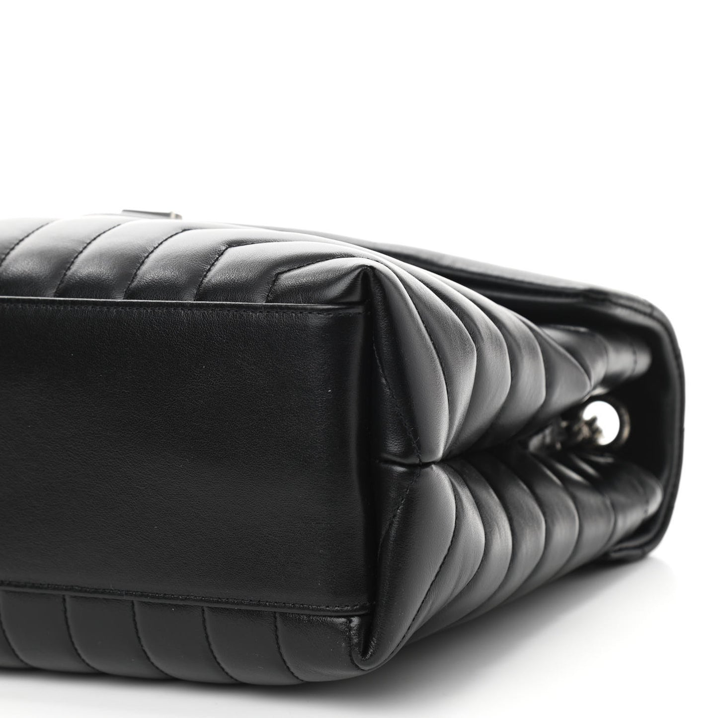 Calfskin Y Quilted Monogram Medium Loulou Chain Satchel Black