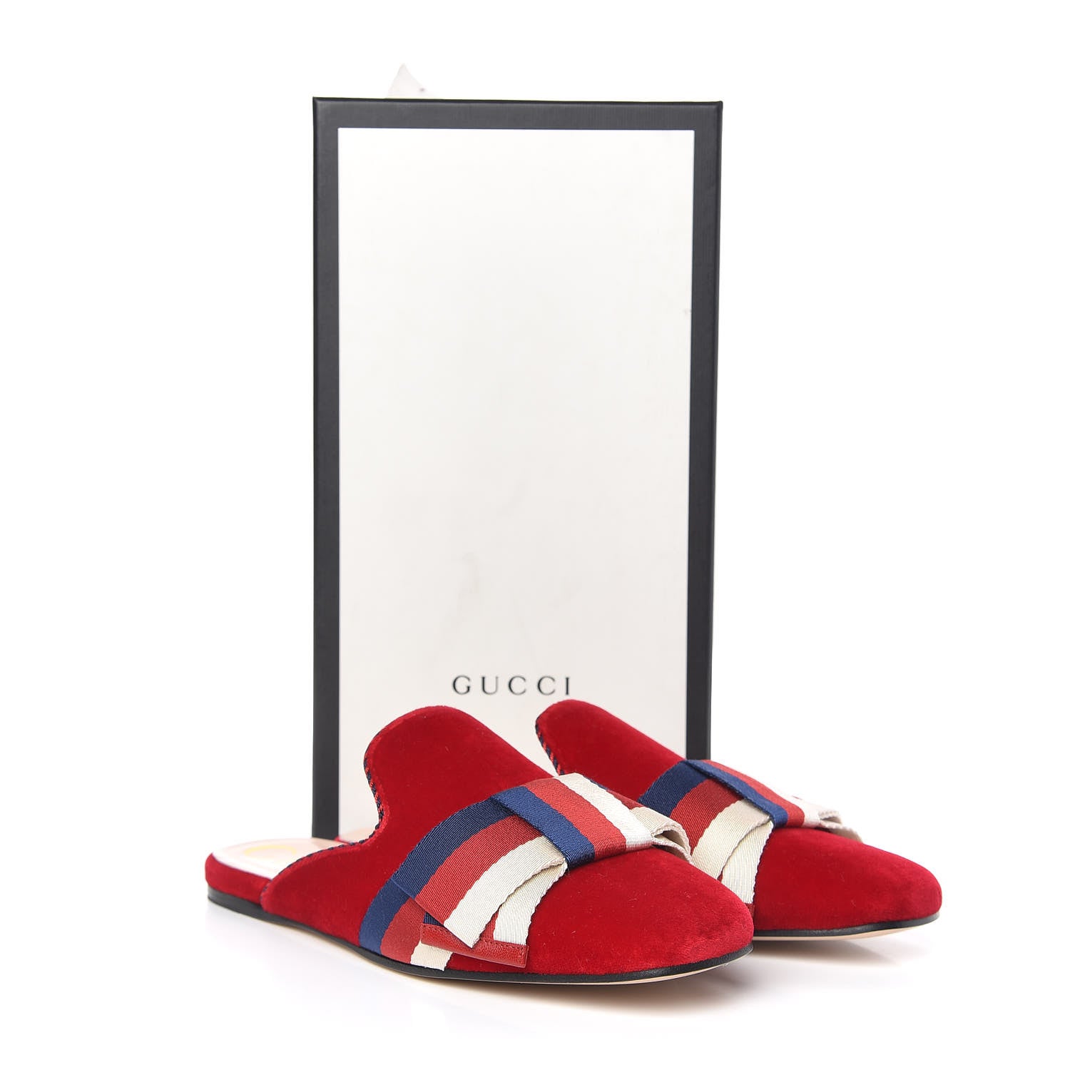 Gucci Velvet Sylvie Bow Slippers 38 Hibiscus Red 9 of 9