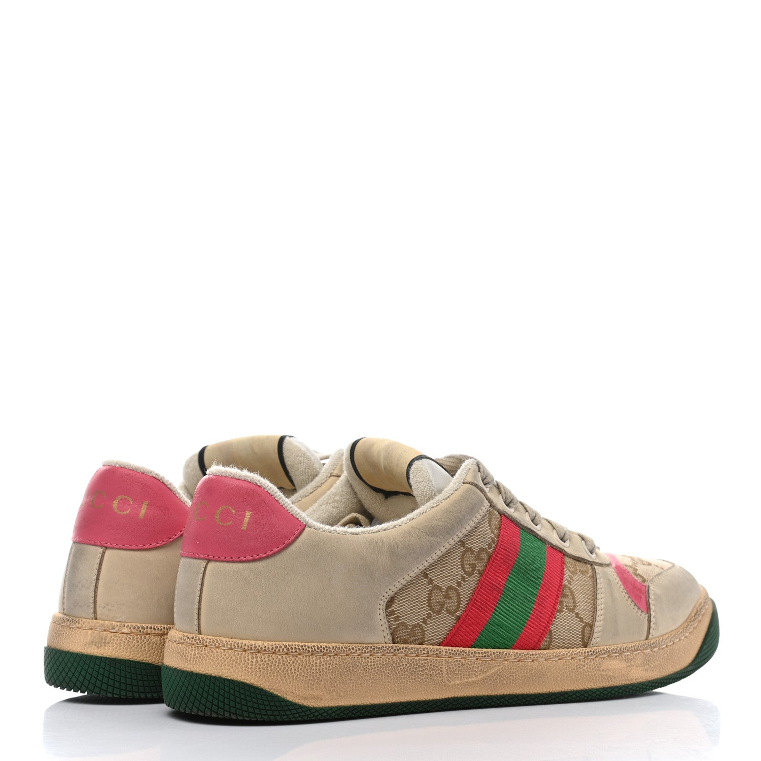 Gucci GG Monogram Nubuck Web Womens Screener Sneakers 39 New Sand Dusty Milk Pink 4 of 12