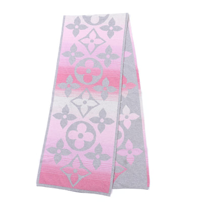 Louis Vuitton Wool Cashmere Monogram Ombre Scarf Pink Grey 1 of 4