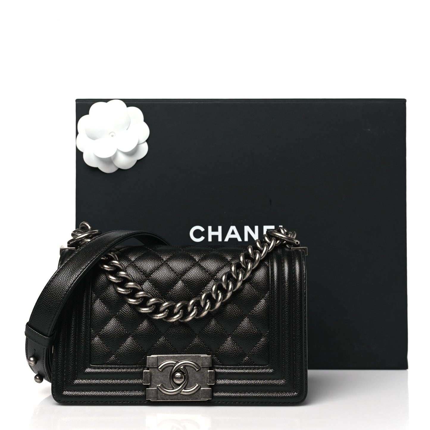 Caviar Quilted Small Boy Flap Black