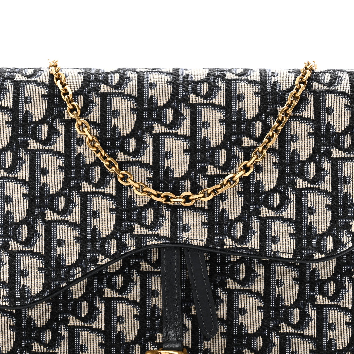 Christian Dior Oblique Saddle Chain Pouch Blue 7 of 9