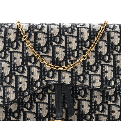 Christian Dior Oblique Saddle Chain Pouch Blue 7 of 9