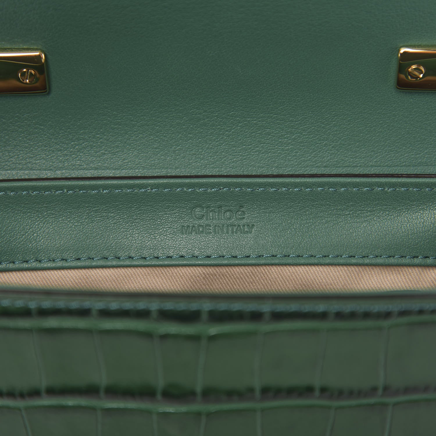Chloe Calfskin Crocodile Embossed Mini C Double Carry Woodsy Green 5 of 9