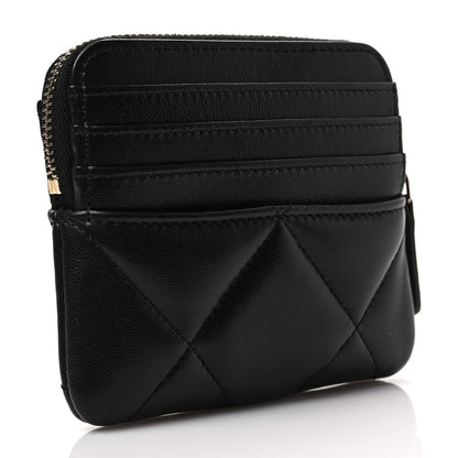 Chanel Lambskin Quilted Chanel 19 Zip Card Holder Wallet Black 3 of 8