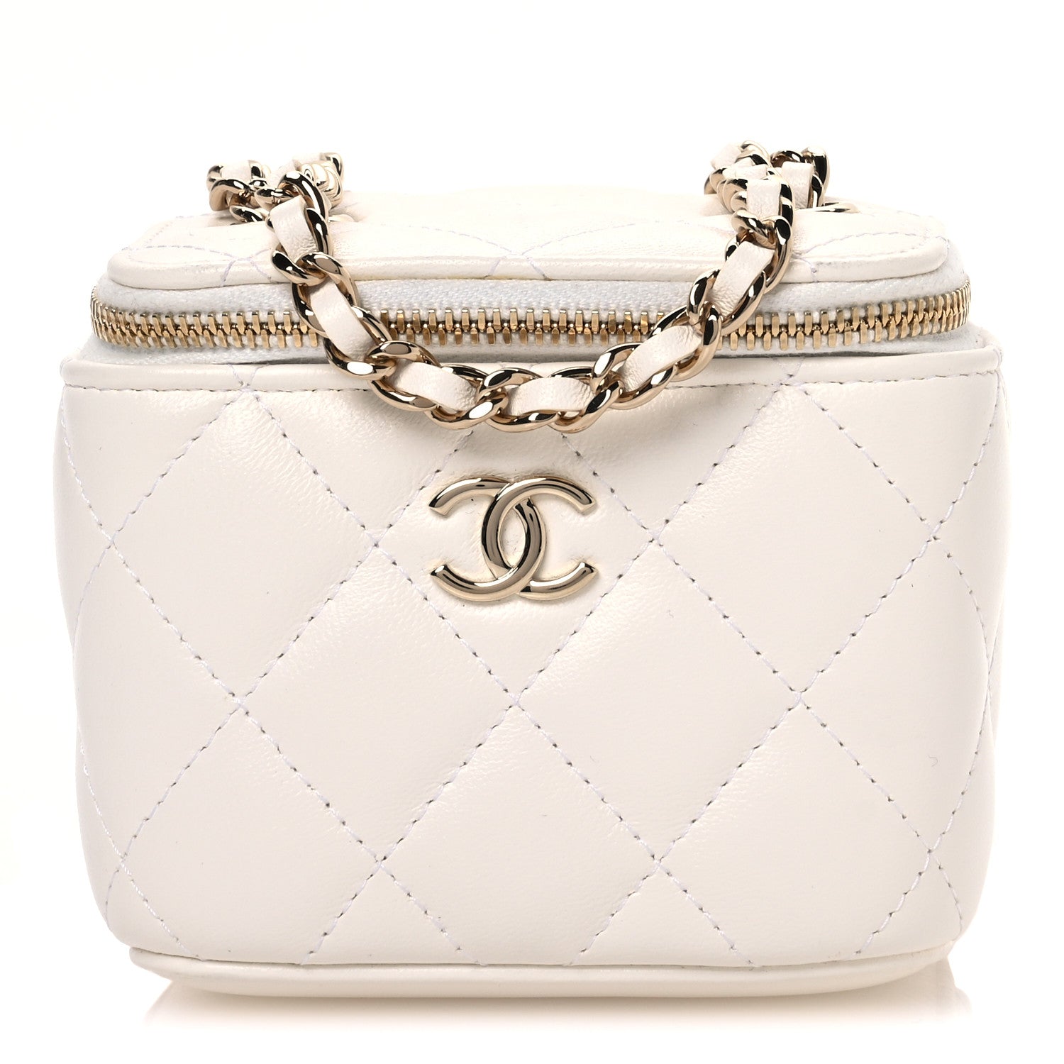 Chanel Lambskin Quilted My Chanel Lady Vanity Case With Chain White 1 of 10