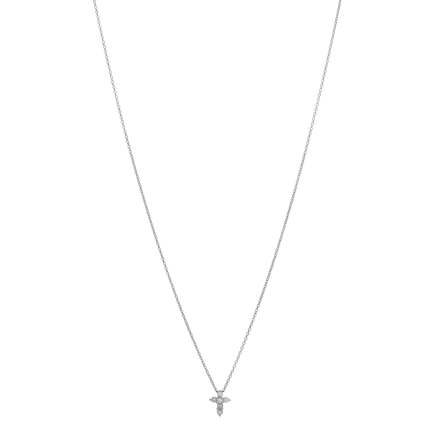 Roberto Coin 18K White Gold Diamond Tiny Treasures Baby Cross Pendant Necklace 1 of 4