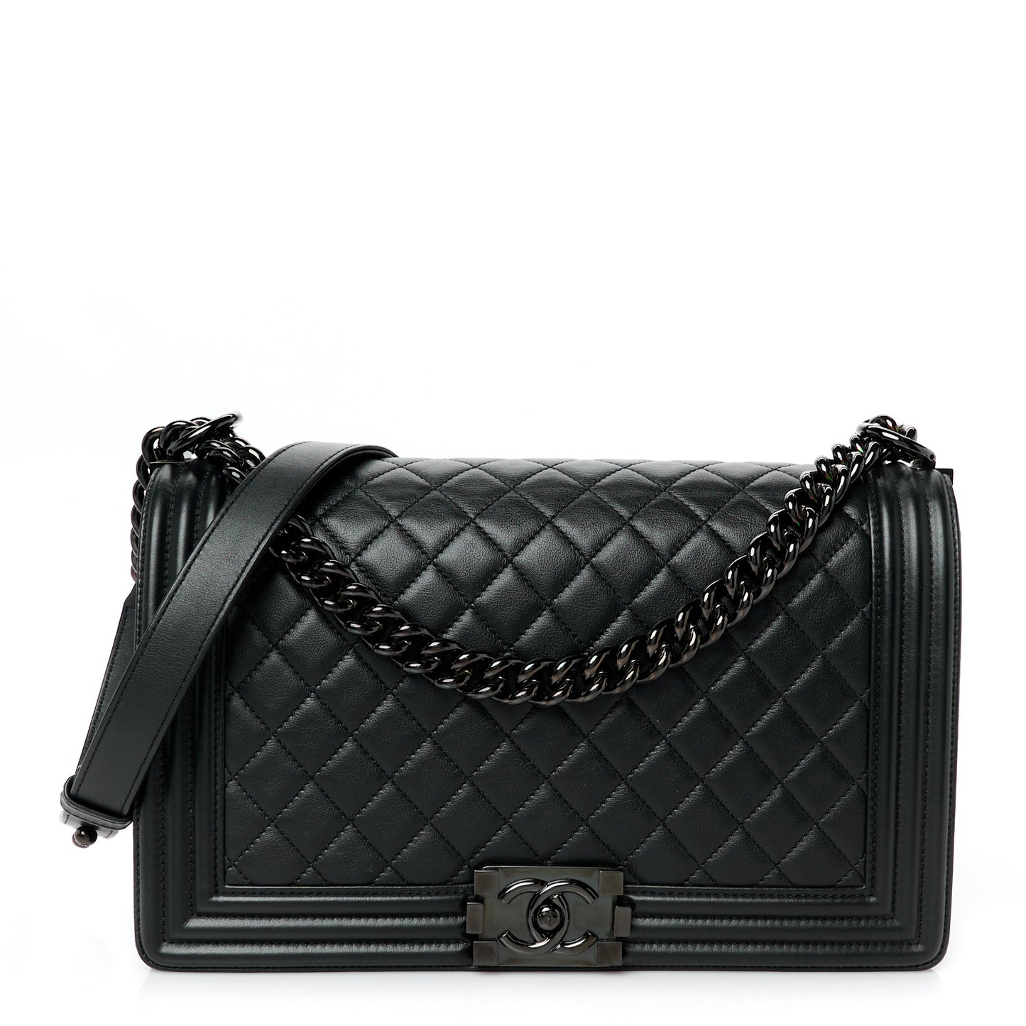 Calfskin Quilted New Medium Boy Flap So Black