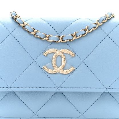 Chanel Lambskin Quilted Chain Around Coin Purse With Chain Light Blue 10 of 12