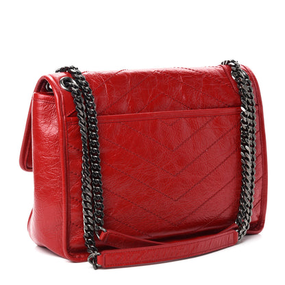 Saint Laurent Crinkled Calfskin Matelasse Monogram Medium Niki Chain Satchel Rouge Eros 3 of 12