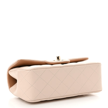 Chanel Lambskin Quilted Bi-Color Mini Top Handle Rectangular Flap Ecru Dark Beige 4 of 11