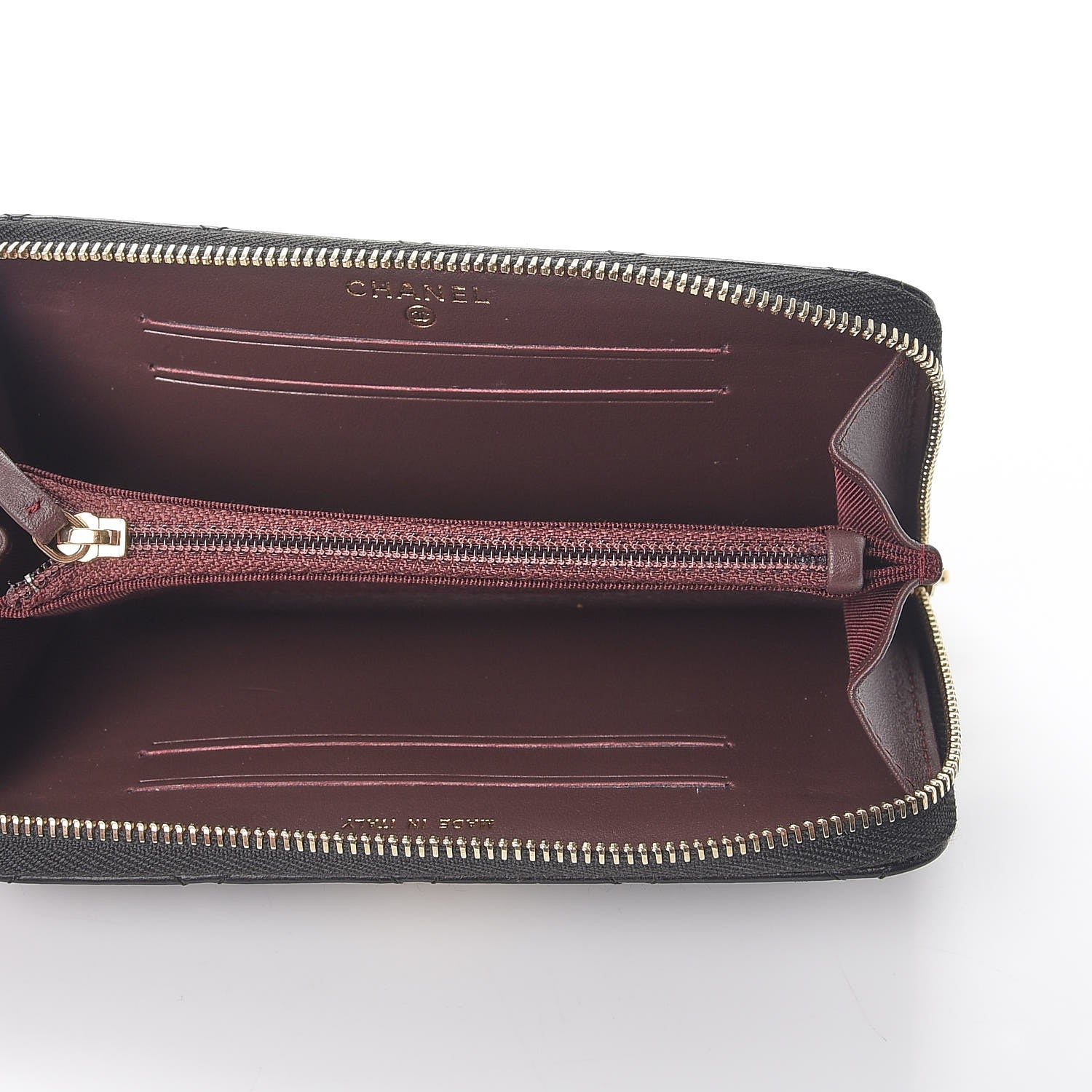 Chanel Aged Calfskin Quilted Small Lucky Charms 2.55 Reissue Zip Around Wallet Black 5 of 8