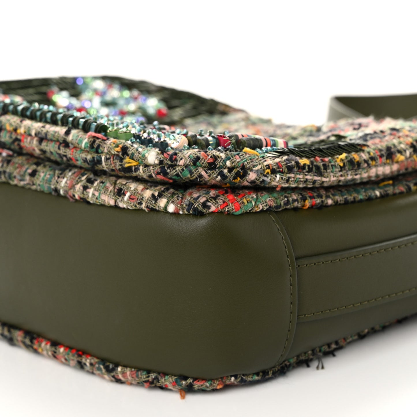 Tweed Sequins Havana Stroll Messenger Khaki