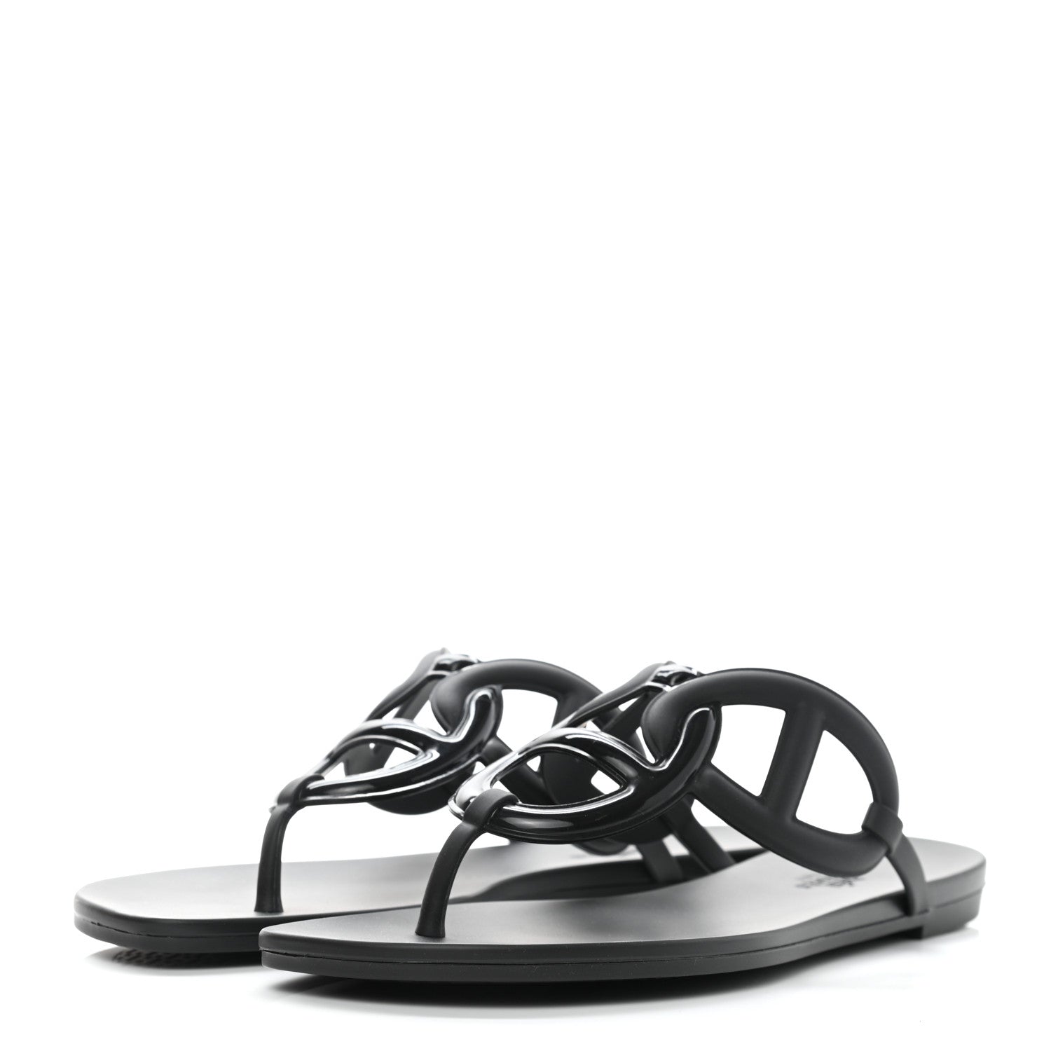 Hermes Rubber Womens Egerie Sandals 40 Black 3 of 9