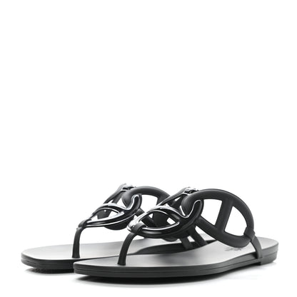 Hermes Rubber Womens Egerie Sandals 40 Black 3 of 9