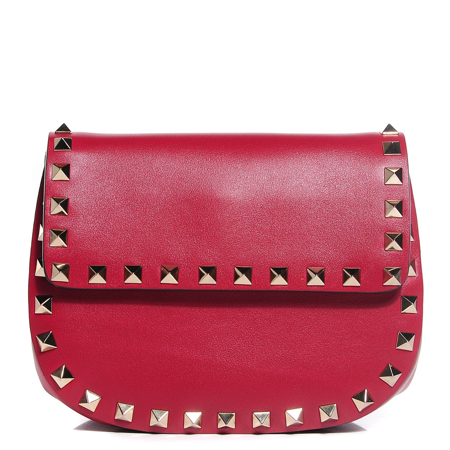 Vitello Mini Rockstud Crossbody Saddle Bag Scarlet