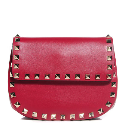Valentino Garavani Vitello Mini Rockstud Crossbody Saddle Bag Scarlet 1 of 9