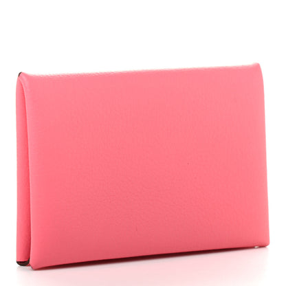 Hermes Evercolor Calvi Card Case Rose Azalee 3 of 7