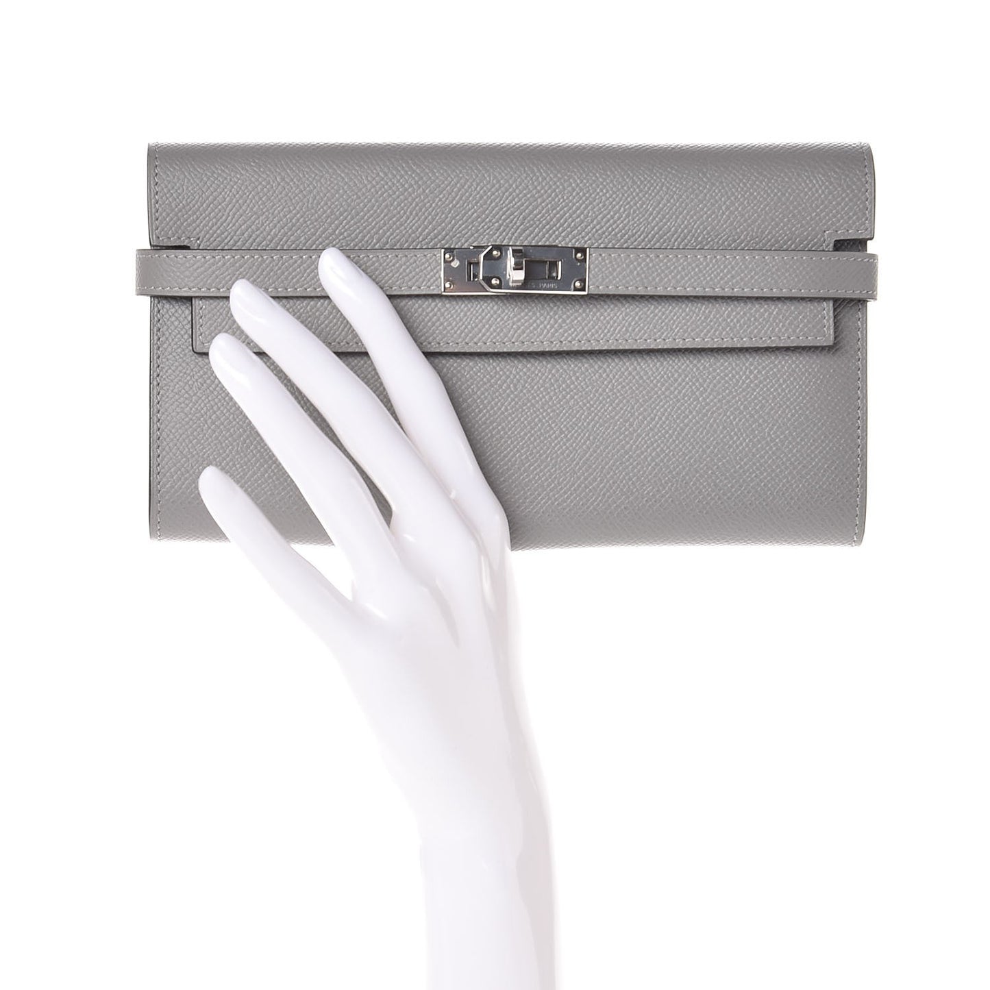 Epsom Kelly Longue Wallet Gris Mouette