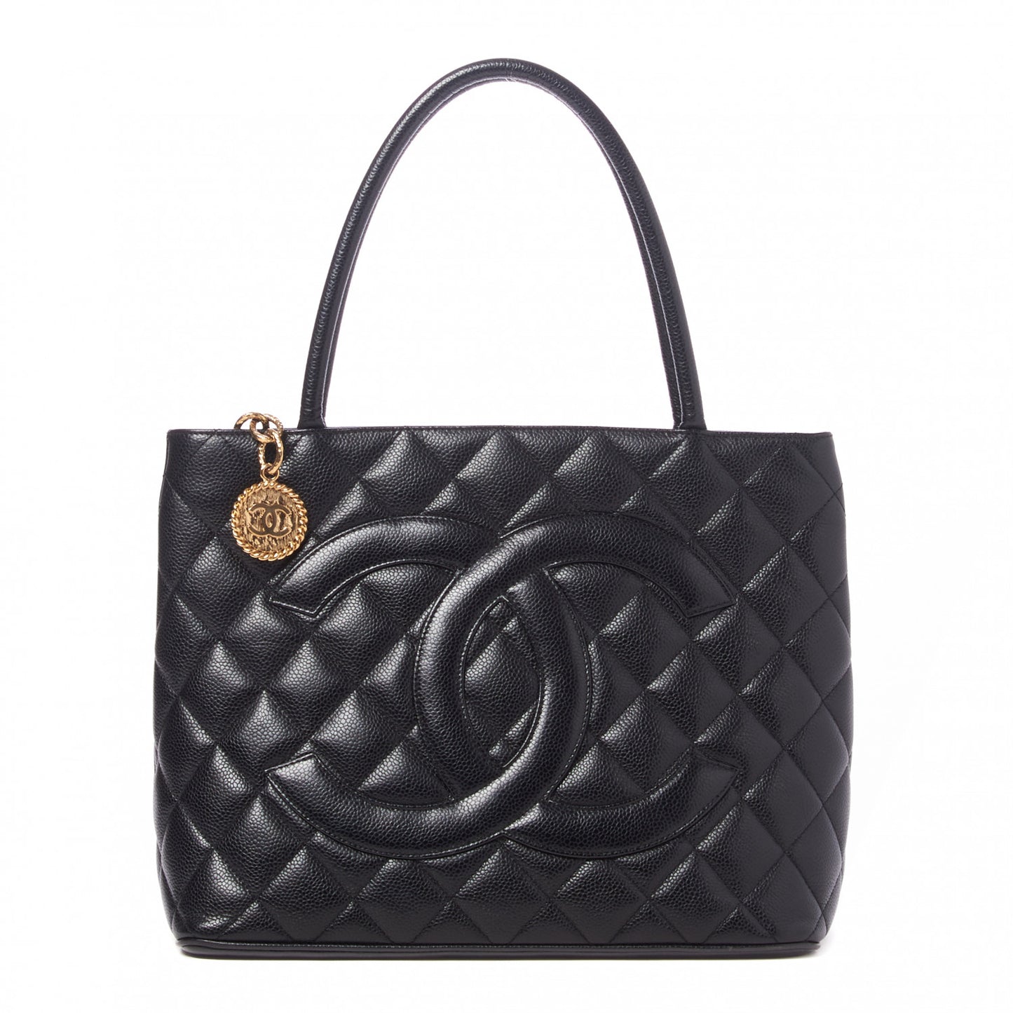 Caviar Quilted Medallion Tote Black